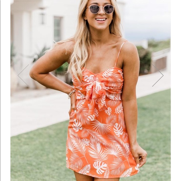 Pink Lily Dresses & Skirts - Orange Tropical Dress